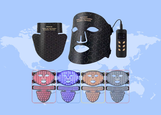 4warna Silikon Full Face Mask untuk Penghapusan Kerutan Perawatan Kulit Lampu LED Infrared