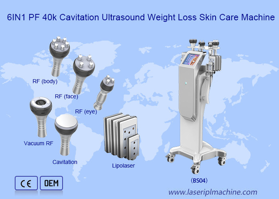 Mesin Kavitasi 6in1 Perangkat Laser Lipo Rf Vakum Ultrasound Penurunan Berat Badan 40k