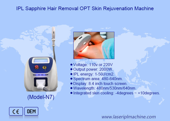 Crystal Material Sapphire IPL Laser Hair Removal Mesin Peremajaan Kulit