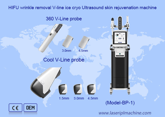 HIFU Penghapusan Kerutan V Line Ice Cryo Ultrasound Mesin Peremajaan Kulit