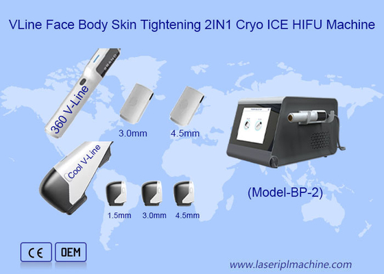 VLine Wajah Tubuh Anti Penuaan Kulit Tightening 2IN1 Cryo ICE HIFU Mesin