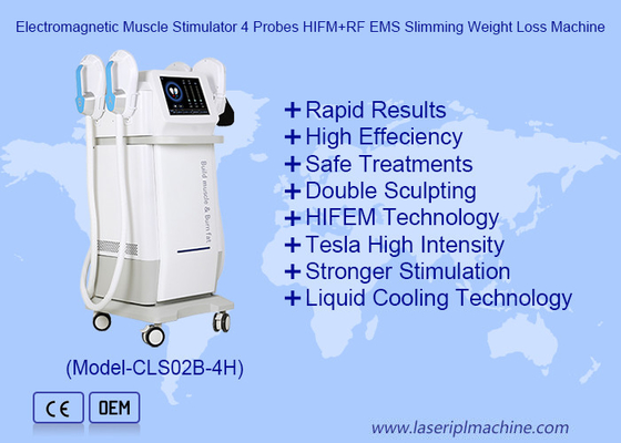 Stimulator otot elektromagnetik 4 probe HIFM RF EMS mesin penurunan berat badan
