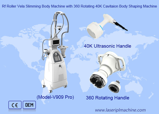 4 dalam 1 360 derajat berputar 40K RF Vacuumm Untuk penurunan berat badan Velashaping Slimming Machine