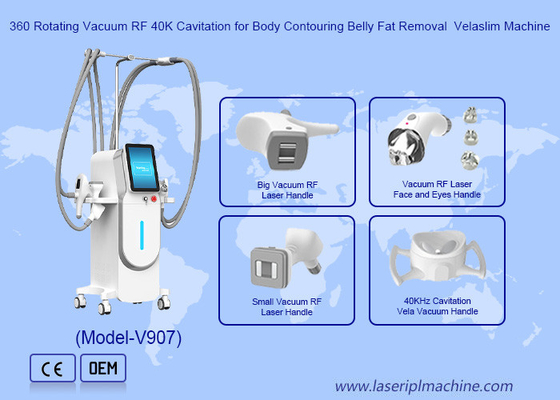 360 Rotating Vacuum RF 40K Cavitation untuk Body Contouring Belly Fat Removal Mesin Velaslim