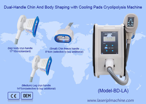 Mesin Cryolipolysis dengan Bantalan Pendingin Pembentuk Dagu dan Tubuh dengan Pegangan Ganda