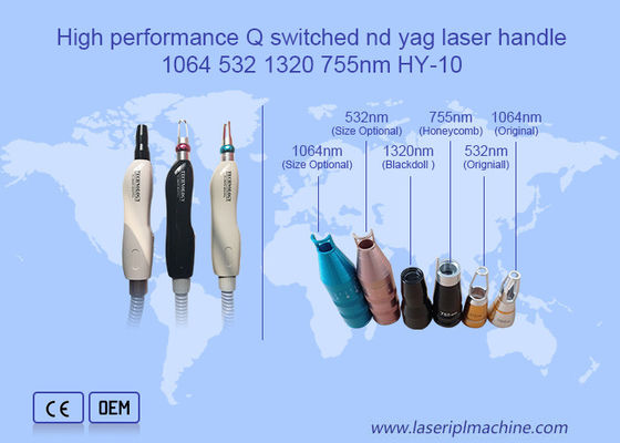 1064 532 1320 755nm Peremajaan Kulit Q Diputar Nd Yag Laser Handle