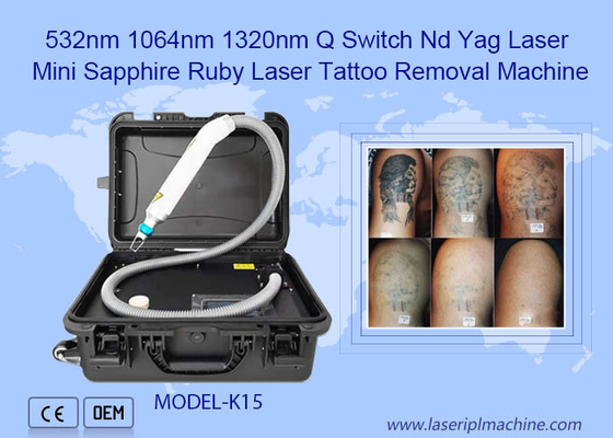 532nm 1064nm 1320nm Q Switch Nd Yag Mini Sapphire Ruby Laser Mesin Penghapusan Tato