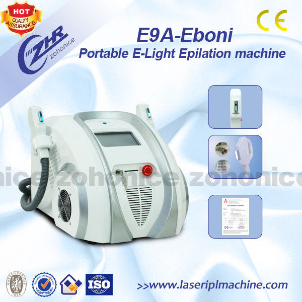 Portable E light IPL RF Dengan Dua E light Handles Untuk Penghapusan Pigmen Depilasi