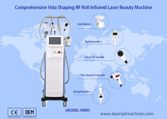 Harga yang bagus Mesin Kavitasi Profesional 640nm Pelangsing Tubuh Vela Laser Inframerah Rf Roll Shaper 90kpa on line
