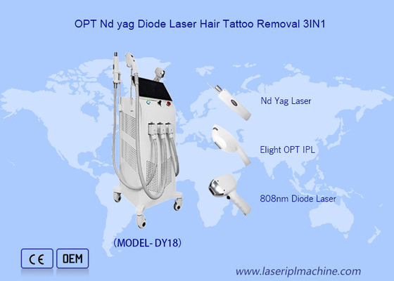 Multifunctional 3 In 1 808nm Diode Laser Penghapusan Rambut Penghapusan Tato
