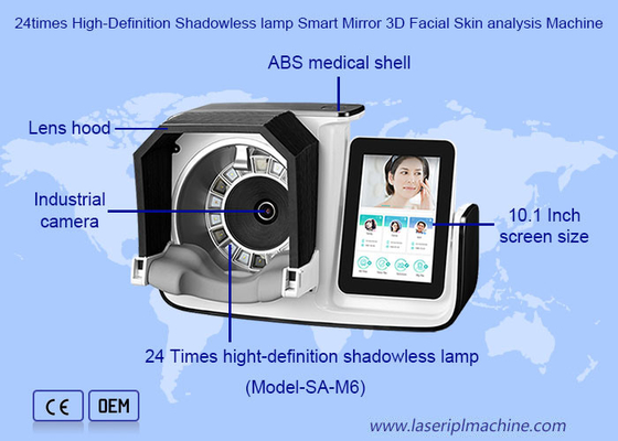 24 kali High Definition Shadowless Lamp Smart Mirror Mesin Analisis Kulit Wajah 3D