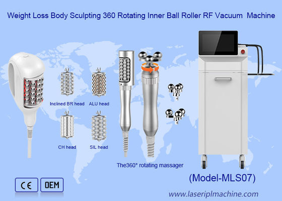 Harga yang bagus 360 derajat Berputar 7 Kepala 2 In 1 Pijat Tubuh Kontur Inner Ball Roller RF Therapy Machine on line
