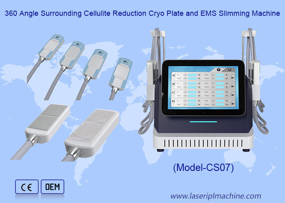 360 Angle Lingkungan Cellulite Reduction Cryo Plate dan EMS Slimming Machine