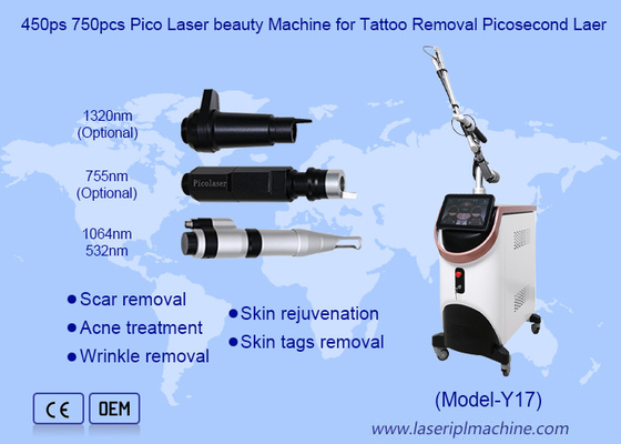 450ps 750pcs Pico Laser Mesin kecantikan Untuk menghilangkan tato Picosecond Laser