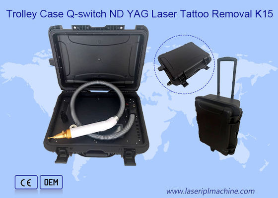 Harga yang bagus Trolley Case 1064nm 532nm 1320nm Q Switch Nd Yag Mesin Penghapusan Tato Laser on line